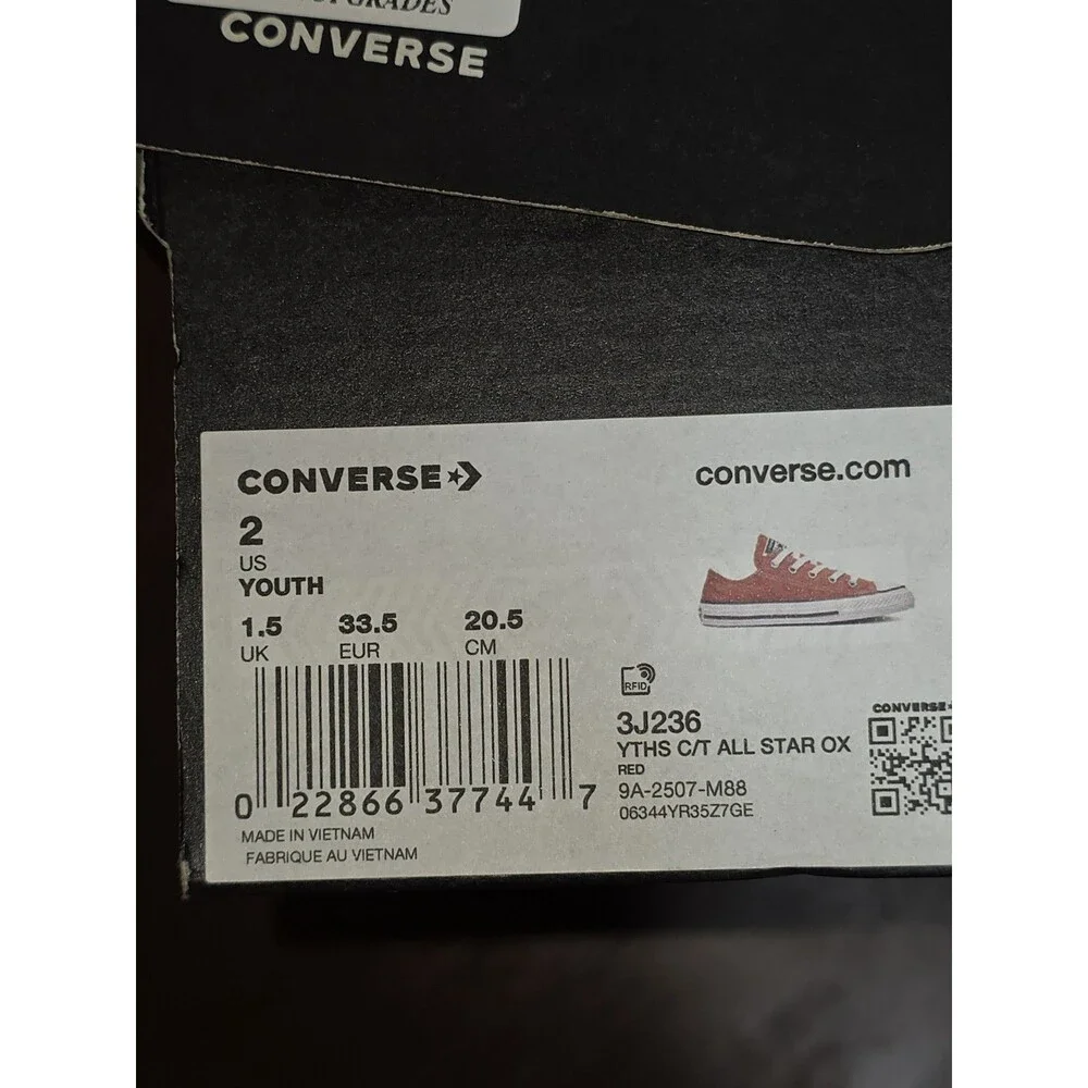 Converse Chuck Taylor All Star Ox Youth 2 Womens 3.5 Red 3J236 Sneakers NIB
